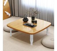 Foldable Coffee Table, Square Japanese Tatami Style Folding Low Table - Small Wood Desk for Bedroom, Tea Room, Dining or Window Side Space Saving