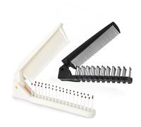 Foldable Comb, Pack of 2, Double-Sided Folding Combs in Black and White, Compact Travel Brush with Miniature Size for Handbag & Pocket - Universal Use as Beard Comb, Hair Brush & Bags