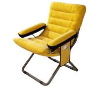 Foldable Comfy Armchair Set of 2 - Adjustable Height Lounge Chair with Padded Seat Sturdy Metal Frame & Large Storage Pockets for Living Room Bedroom Office Balcony