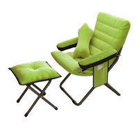 Foldable Comfy Armchair Set of 2 - Padded Adjustable Lounge Chair with Large Storage Pockets & Sturdy Metal Frame for Living Room Bedroom Office Balcony Home