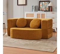Foldable Compression Sofa Bed - Modular Sectional Couch for Small Spaces Woven Fabric Love Seat Sleeper Compact 100cm/39.3in Sofa in Box Yellow