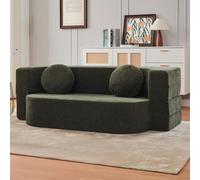 Foldable Compression Sofa Bed - Modular Woven Fabric Couch for Small Spaces Sectional Loveseat Sleeper Green 150cm/59.1in - Perfect for Living Room & Compact Areas