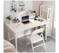 Foldable Computer Desk No Assembly Required, 40 Inch Small Study Writing Table With Sturdy Metal Frame, Space-Saving Laptop Stand For Home Office Bedroom Dormitory, White(Size:120x40x75cm,Color:A)