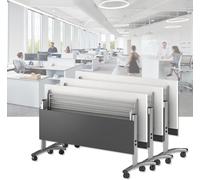 Foldable Computer Desk with Privacy Panel & Locking Wheels - Mobile Meeting Table 80x60x75cm (32x24x30 Inches) for Home/Office - 3 Pack