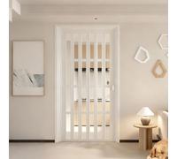Foldable Concertina Door - PVC and Acrylic Internal Gate with Magnetic Aluminum Frame for Bathroom, Bedroom, Patio, and Home Office