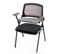 Foldable Conference Chair for Home Office Accent Desk Stool with Backrest Portable Training Armchair for Dorm Staff Seating - Black with Boar Design
