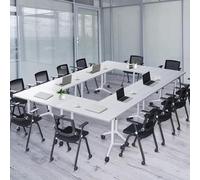 Foldable Conference Desk with Flip Top 120cm Metal Frame Mobile Table for Office & Home Studio 8 Pieces Versatile Folding Meeting Table Space-Saving Design