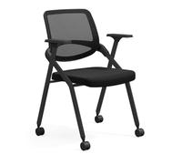 Foldable Conference Room Chairs with Wheels - Cushioned Folding Office Desk Chairs for Training Stackable Guest & Reception Seating