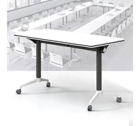 Foldable Conference Room Table Folding le Training Table with WheelsEvent Desk Metal Legs for Office Meeting Room Classroom(160x50x75cm)
