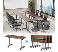Foldable Conference Table le Training Table with Locking Wheels Flip Top Seminar Table for Meetings 12-Pack 47" L x 16" W x 30" H Perfect for Conference & Training Rooms