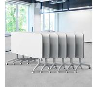 Foldable Conference Table on Wheels White Stackable Meeting Table for 2 10 People Seminar Desk for Office and Home (6 70.8") Portable & Versatile