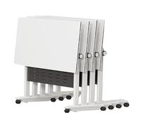Foldable Conference Table Set - Mobile Meeting Desk with Swivel Wheels for Office, Classroom, Seminar - 4-Piece Design with Flip-Top for Easy Storage and Portability