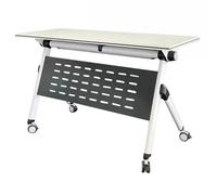 Foldable Conference Table with 360° Wheels Mobile Meeting Table Multi-Function Seminar Table with Storage Rack Wooden Top Perfect for Training and Events