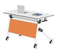 Foldable Conference Table with Lockable Wheels Mobile Training Desk Multifunctional Rectangular Meeting Table for Office & Event Use (Orange 140 x 40 x 75 cm)