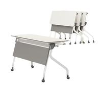 Foldable Conference Table with Privacy Panel & Quiet WheelsPortable SpaceSaving Design for Office Meetings Ideal for Conference Rooms & Collaborative Workspaces