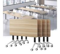 Foldable Conference Table with Wheels Flip Top Meeting & Training Table 4-Pack 70.8"x15.7"x29.5" Perfect for Office Seminar Home Classroom Use