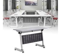 Foldable Conference Table with Wheels, Modern Flip Top Design for Office, Classroom, and Training Rooms