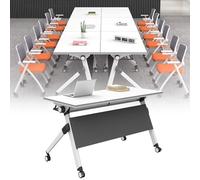 Foldable Conference Table with Wheels Modular Design for Office Meetings Team Collaboration SpaceSaving Portable Ideal for Workshops anTraining Sess