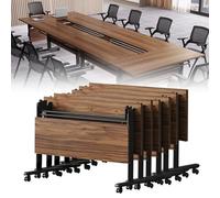 Foldable Conference Tables with Lockable WheelsMobile Flip Top Training Tables for Office Meetings & EventsPortable SpaceSaving Design for Easy Storage