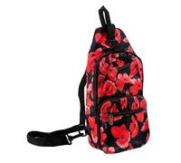 Foldable Crossbody Poppies Bag by Eco Chic, Navy
