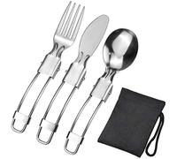 Foldable Cutlery Set 3 Piece Spoon, Knife and Fork Sets Portable 304 Stainless Steel for Camping Picnic Outdoor