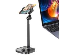 Foldable Design: This phone stand for desk incorporates a quick collapse system, enabling the portable phone mount to be easily folded and stored without hassle, providing convenience for travelers an