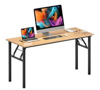 Foldable Desk Computer Table Small Office Table Wooden Office Desk Compact Workstation for Home & Office 120x60 cm Black Teak Finish - Space-Saving Design