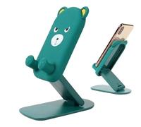 Foldable Desk Stand - Phone Tablet Holder, Adjustable Mobile Cradle with Cartoon Bear Decor, Desktop Accessory with Sturdy Construction, Device Dock, Handy Tool for Most Smartphones Tablets