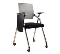 Foldable Desk Training Chairs - Stackable Mesh Conference Room Seating with Wheels - Comfortable Office Reception & Meeting Chairs - Bouncing Back Design