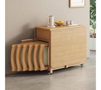 Foldable Dining Table Extendable Solid Wood Table with 6 Chairs & Storage Drawers for Kitchen Dining Room Living Room - Space-Saving & Versatile Design