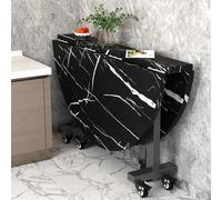 Foldable Dining Table for Small Spaces Rolling Kitchen Table with Sturdy Metal Frame Space-Saving Extendable Round Table for 4-8 People Perfect for Dining Rooms.