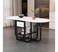 Foldable Dining Table Multifunctional Expandable Table with Storage Space Drawers and 3 Shapes Versatile Leisure Table (White + Black)