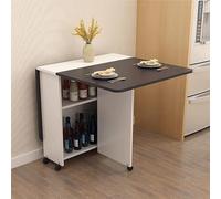 Foldable Dining Table on Wheels Extendable Drop Leaf Design Space-Saving with Storage Shelves Perfect for Work Study Dining Small Spaces Modern Convenience