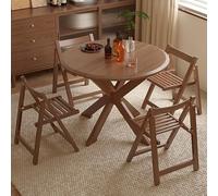Foldable Dining Table Set Round Kitchen Table with 4 Chairs Space-Saving Design No Assembly Required Perfect for 2-6 People Portable and Versatile