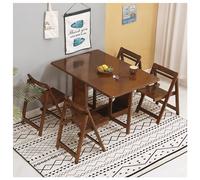 Foldable Dining Table Set with 4 Rolling Chairs & Drawer Extendable Solid Wood Farmhouse Style 5-Piece Kitchen Island Furniture Space-Saving Design for Small Spaces