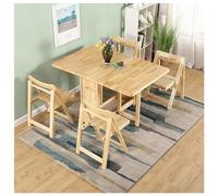 Foldable Dining Table Set with 4 Rolling Chairs & Drawer Extendable Wooden Farmhouse Dining Table with Drop Leaves 5-Piece Kitchen Island Dining Furniture.