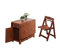 Foldable Dining Table Set with Chairs, Extendable Design, Solid Wood, Space-Saving, Rolling Wheels, Drawer Included, Ideal for Kitchen Island Use