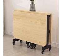 Foldable Dining Table with 8 Wheels, Compact Drop Leaf Kitchen Table for Small Spaces, Round Edge Design, Versatile Dining Solution for Living Room & Dining Room, 100cm