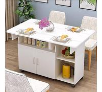 Foldable Dining Table with Cabinet and Open Shelf, 6 Wheels for Easy Mobility - Ideal for Work, Study, and Space-Saving Dining Solutions
