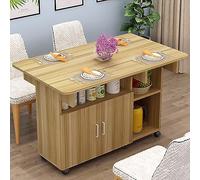 Foldable Dining Table with Cabinet and Open Shelf, 6 Wheels for Easy Mobility - Ideal for Work, Study, and Space-Saving Dining Solutions
