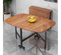 Foldable Dining Table with Drop Leaves, Extendable Rectangular Design, Wheels for Small Spaces (147 x 81 x 76 cm) - Space-Saving Furniture Solution