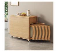 Foldable Dining Table with Hidden Storage Safety Rounded Corners 4 Lockable Wheels - Perfect for Home Bar Office and Classrooms