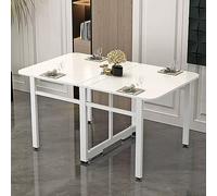 Foldable Dining Table with Metal Bracket - Extendable Space-Saving Kitchen Table Adjustable Foot Pads Versatile Design 100cm/39.3in Modern White Finish