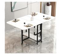 Foldable Dining Table with Wheels Space-Saving Console Table for 2-6 People Portable Kitchen Table with 2 Storage Shelves Ideal for Small Spaces (Color)