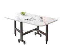 Foldable Dining Table with Wheels Space-Saving Multifunctional Design 51.2in/130cm Versatile for Kitchen Dining Room Bedroom - Multi-Colored