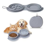 Foldable Dog Bowl for On the Go - 2 in 1 Travel Bowl for Pets with Locking Clips, Silicone Feeding Bowl & Water Bowl for Dogs, Ideal for Travel, Walks & Everyday Use