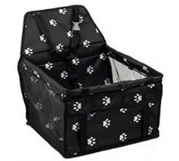 Foldable Dog Car Booster Seat with Safety Leash - Waterproof Travel Carrier for Small Dogs & Cats (Paw Print Design)