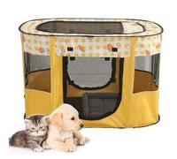 Foldable Dog Cat Playpens, Pet Playpen, Portable Exercise Kennel Tent Crate,Water-Resistant Breathable Shade Cover, Indoor Outdoor Travel Camping Use for Small Animals with Zipper Top (Yellow)