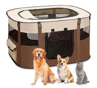 Foldable Dog Fences, Puppy Playpen, Animal Playpen, Portable Playpen for Puppies, Puppy Playpen for Indoors, Foldable Puppy Run for Kittens, Puppies, Rabbits, XL (Brown)