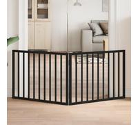Foldable Dog Gate, 2 Panels, Black Poplar Wood, 160 cm Total Length, Freestanding Pet Barrier for Doorways, Stairs, Living Room, Small to Medium Dogs